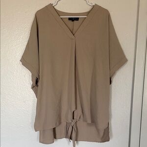 Fred David Tan Blouse with Tie Detail 2X